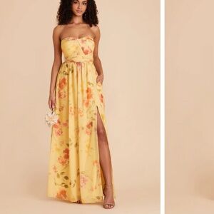 Floral Strapless Yellow Dress